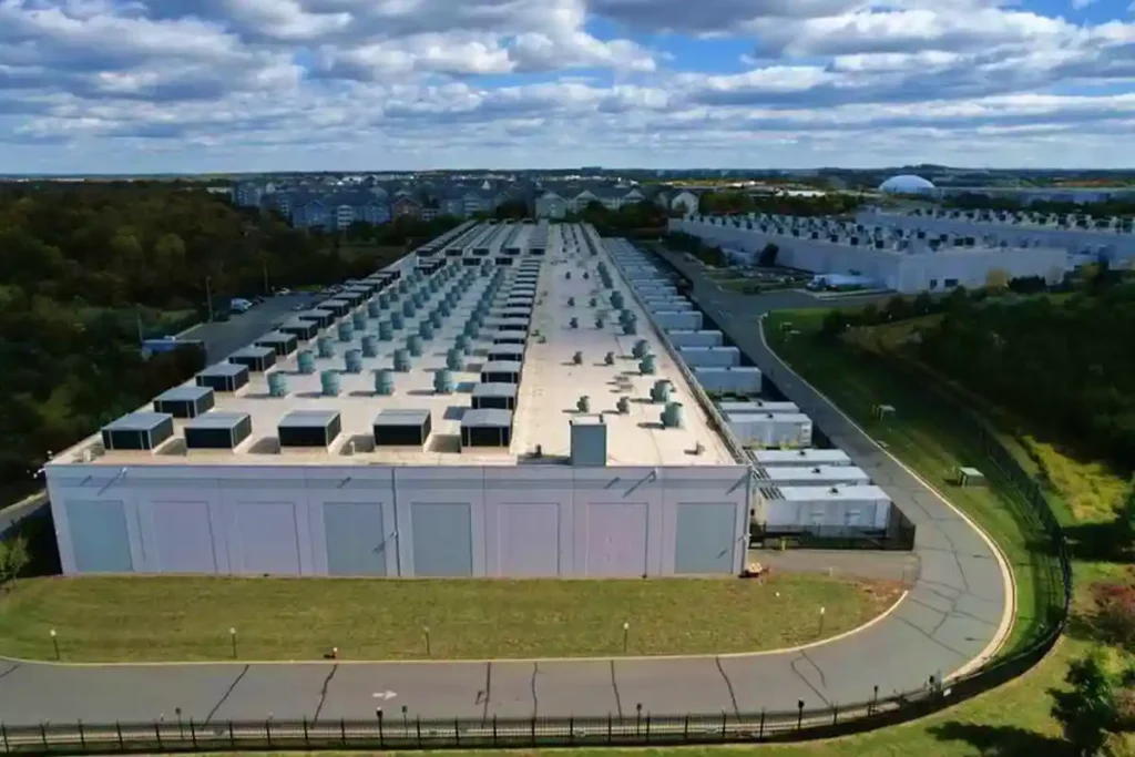 Luchtfoto van Amazon datacenter US-East-1 in Noord-Virgina
