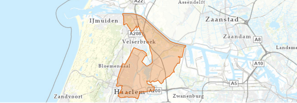 Grote stroomstoring Haarlem, map getroffen gebied